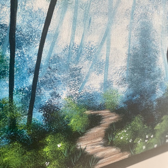Misty blue green forest path painting - Picture 5 of 5